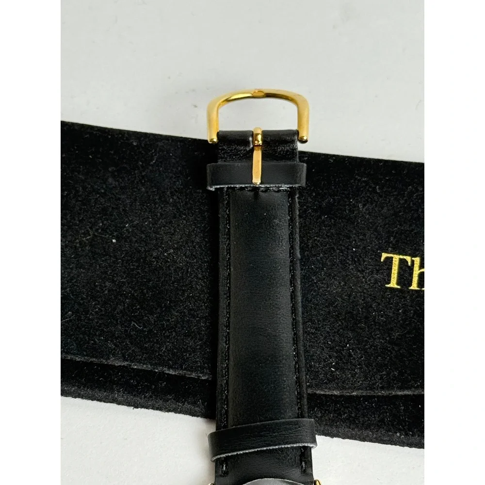 Disney‎ Channel Goofy Special Edition Watch Black Leather Band Gold Tone New